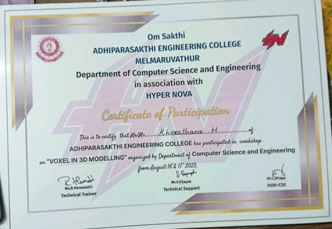 Kheerthana Haridoss on LinkedIn: hai connections ️ I got certificate Kheerthana Haridoss on LinkedIn: hai connections ️ I got certificate