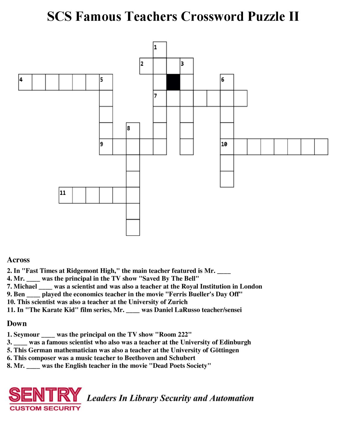 SCS Famous Teachers Crossword Puzzle II 🧑🏫🧑🏫🧩 #Sentry # SCS Famous Teachers Crossword Puzzle II 🧑🏫🧑🏫🧩 #Sentry #