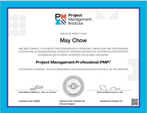 PMP Certification Success: A New Milestone Reached Dr May Chow MD PMP Certification Success: A New Milestone Reached Dr May Chow MD