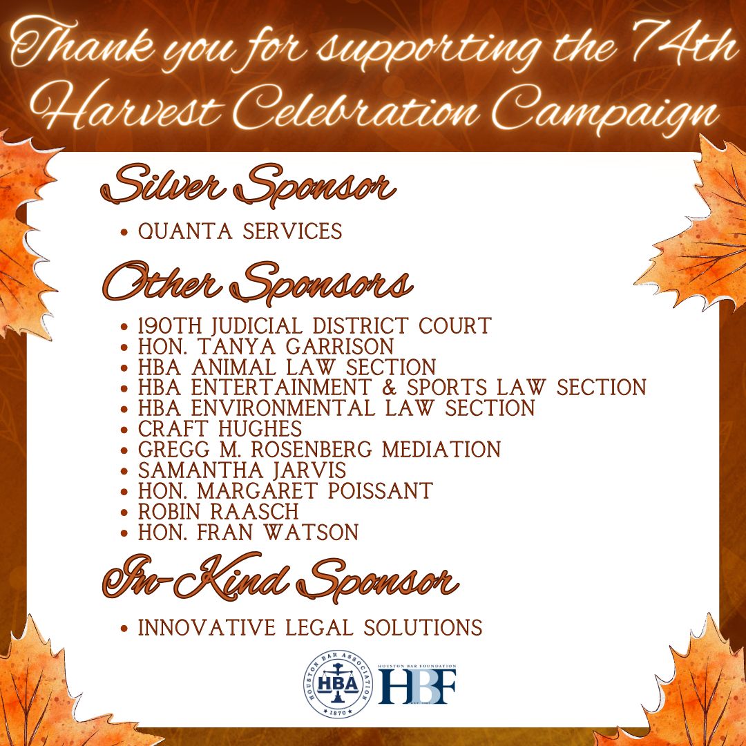 Houston Bar Association on LinkedIn: #harvestcelebration #probono # Houston Bar Association on LinkedIn: #harvestcelebration #probono #