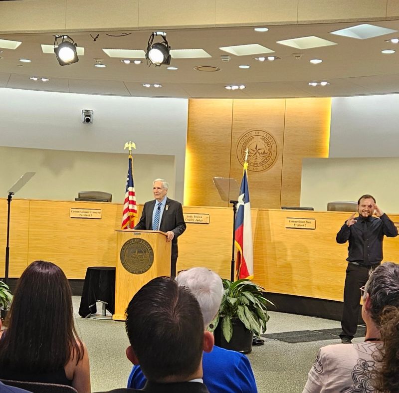 Travis County Judge Andy Brown addressed the current affairs of our Travis County Judge Andy Brown addressed the current affairs of our