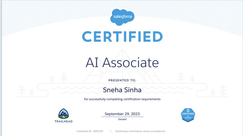 Sneha Sinha CSD on LinkedIn: #10th #salesforce #ai #certification Sneha Sinha CSD on LinkedIn: #10th #salesforce #ai #certification
