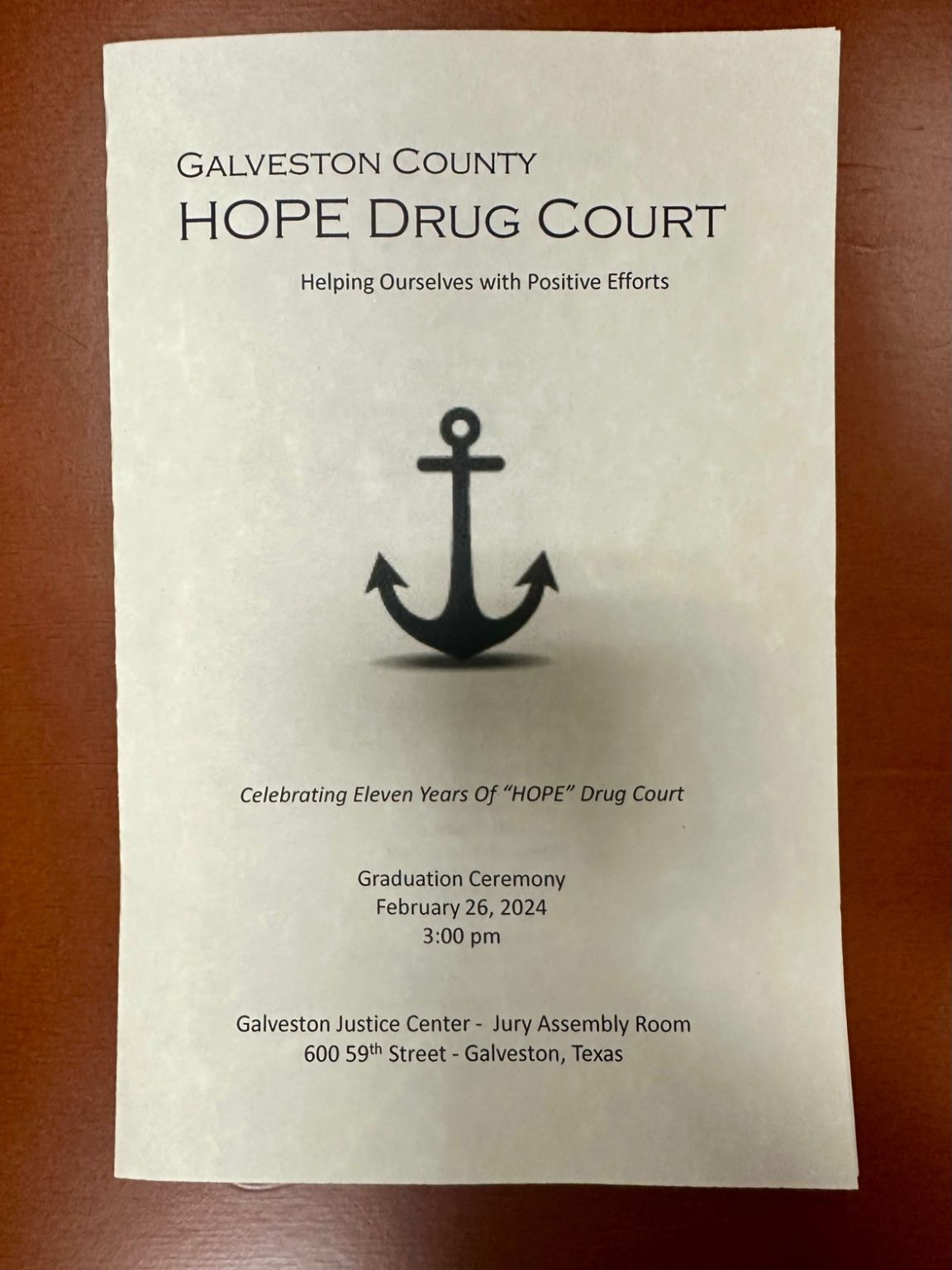 Such a beautiful Hope Drug Court Graduation yesterday in Galveston Such a beautiful Hope Drug Court Graduation yesterday in Galveston