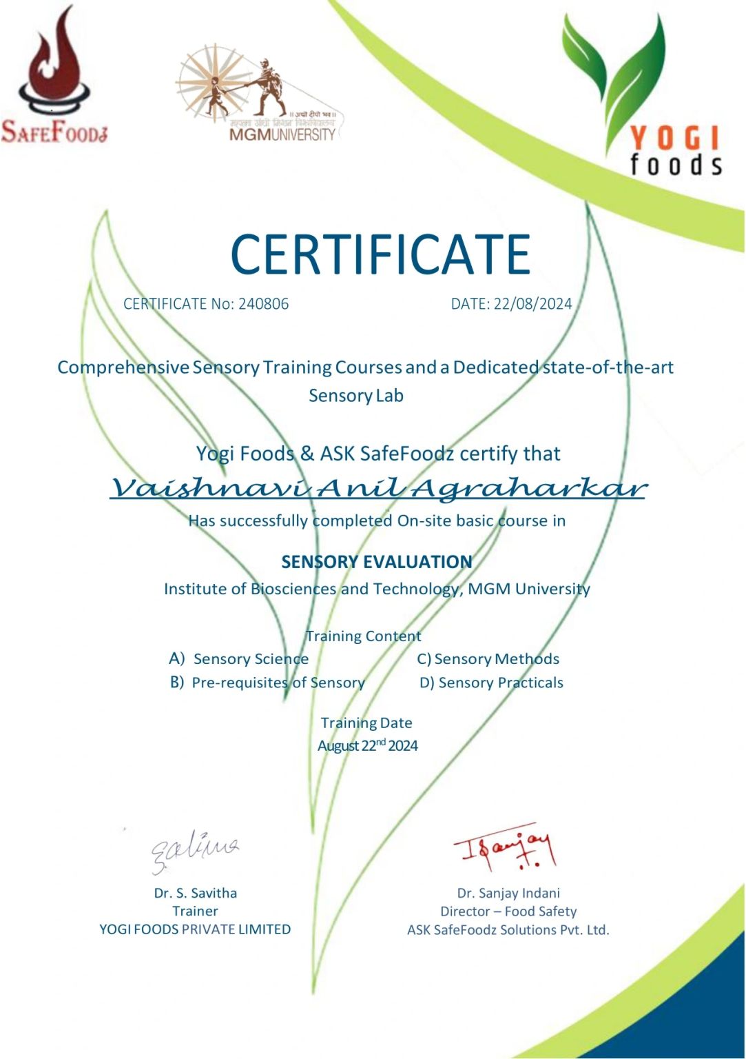 Vaishnavi Agraharkar on LinkedIn: Successfully Completed ⭐💯 Sensory Vaishnavi Agraharkar on LinkedIn: Successfully Completed ⭐💯 Sensory