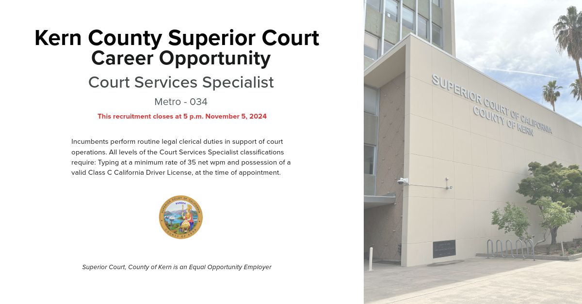 Superior Court of California County of Kern on LinkedIn: We are hiring Superior Court of California County of Kern on LinkedIn: We are hiring