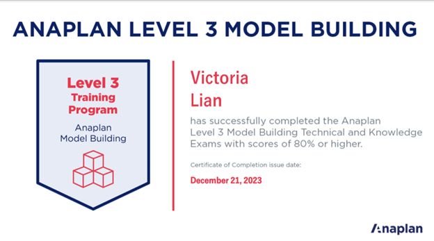 Graduated with Anaplan Level 3 certification Viсtoria L posted on Graduated with Anaplan Level 3 certification Viсtoria L posted on