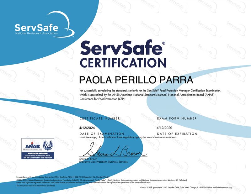 As of last week I have successfully obtained my ServSafe Certification As of last week I have successfully obtained my ServSafe Certification