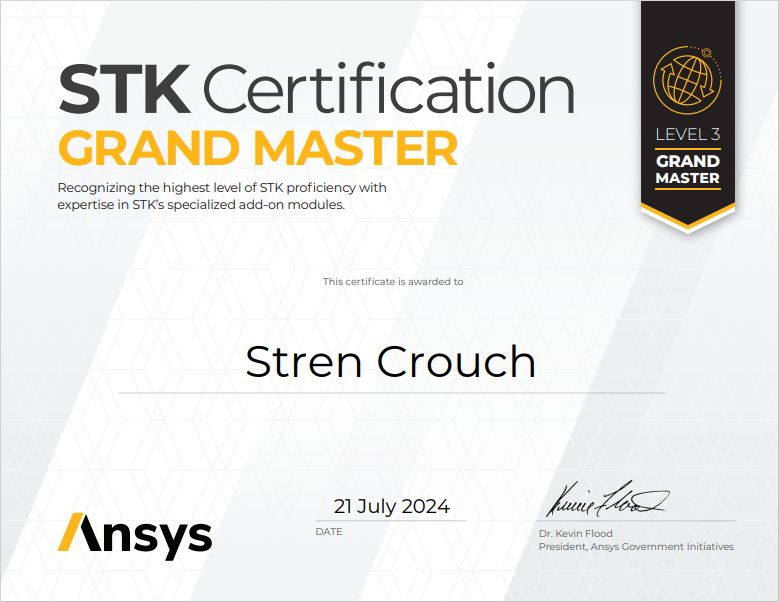 Stren Crouch on LinkedIn: #stk #certification #ansys Stren Crouch on LinkedIn: #stk #certification #ansys