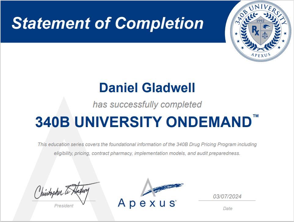 Daniel Gladwell on LinkedIn: #340b #apexus #specialtypharmacy Daniel Gladwell on LinkedIn: #340b #apexus #specialtypharmacy