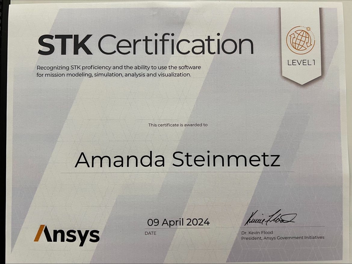Amanda Steinmetz on LinkedIn: Obtained my STK Level 1 certification today Amanda Steinmetz on LinkedIn: Obtained my STK Level 1 certification today
