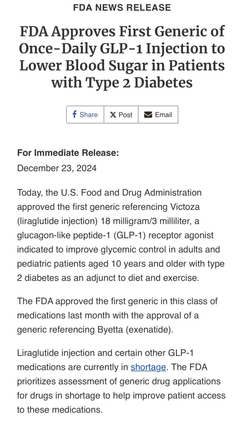 generic glp 1 fda approved approves 1st GLP-1 drug FDA Approves First Generic of