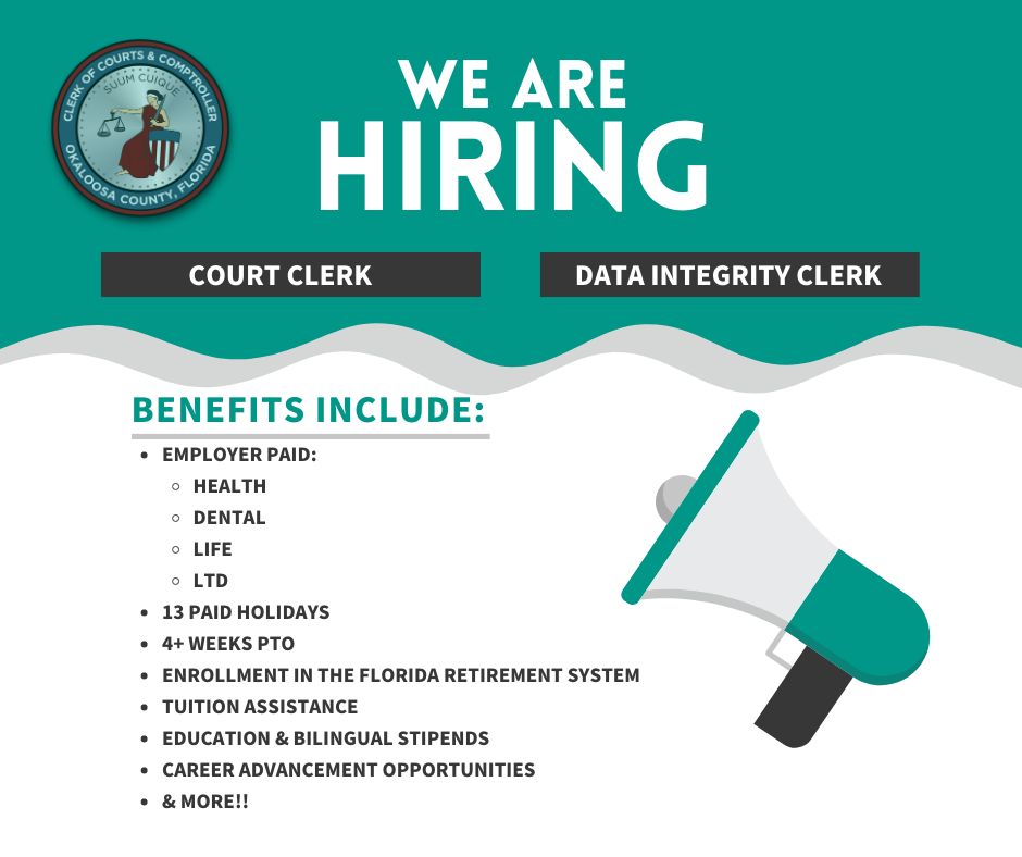 Okaloosa County Clerk of Circuit Court Comptroller on LinkedIn: #hiring Okaloosa County Clerk of Circuit Court Comptroller on LinkedIn: #hiring