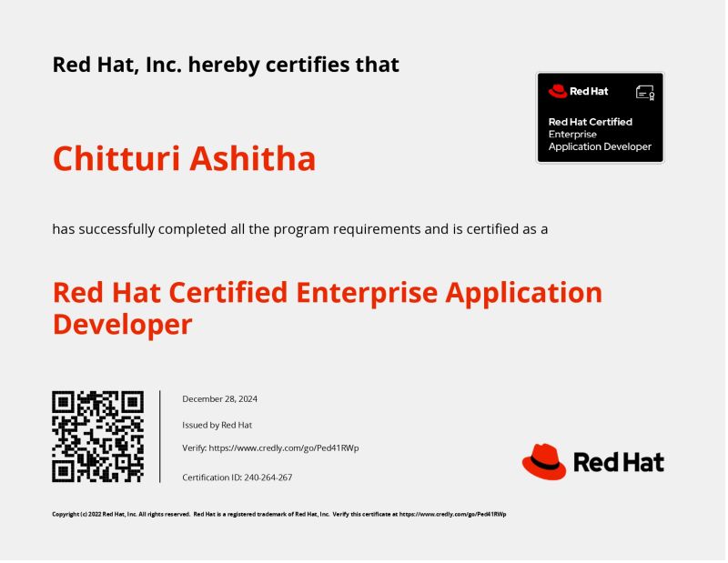 #redhat #certification Ashitha Chitturi #redhat #certification Ashitha Chitturi