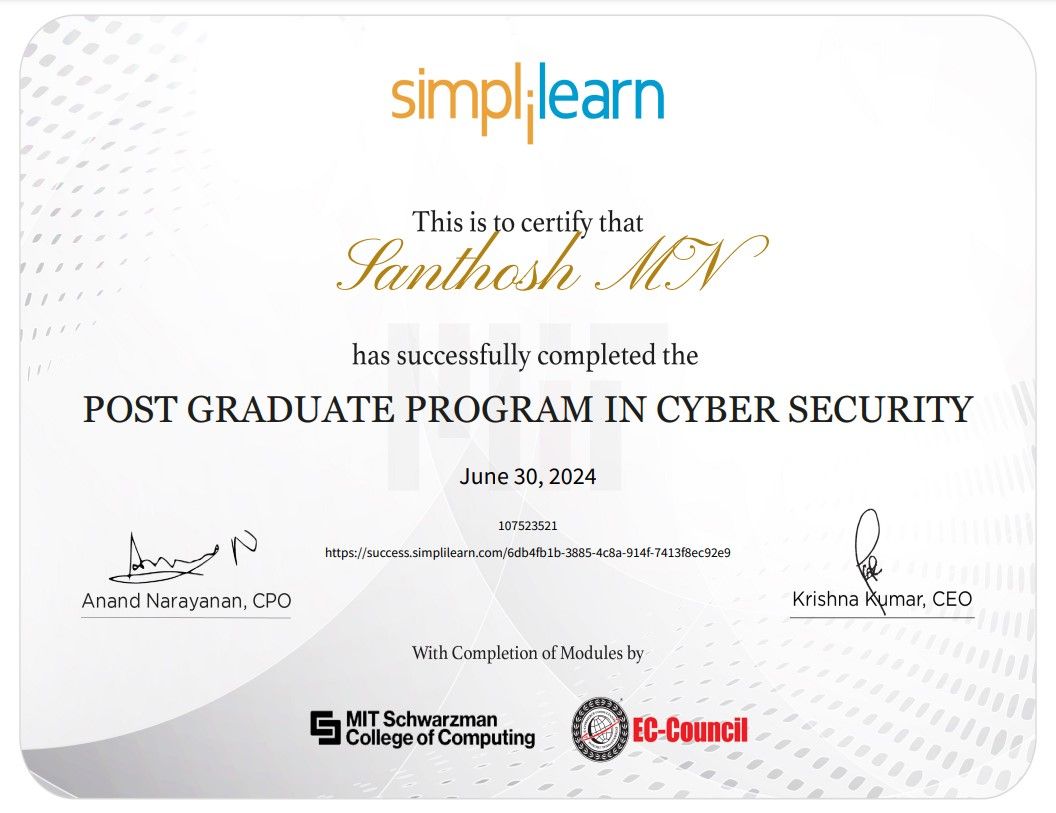 Santhosh MN on LinkedIn: #certification #upskilling #careergrowth # Santhosh MN on LinkedIn: #certification #upskilling #careergrowth #