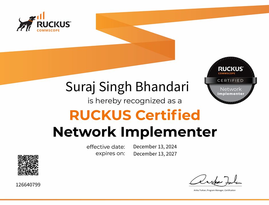 Suraj Singh Bhandari on LinkedIn: The RUCKUS Certified Networking Suraj Singh Bhandari on LinkedIn: The RUCKUS Certified Networking