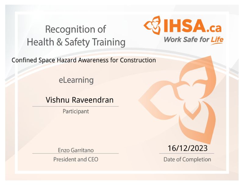 Vishnu Raveendran on LinkedIn: #construction #safety #certification #ihsa Vishnu Raveendran on LinkedIn: #construction #safety #certification #ihsa