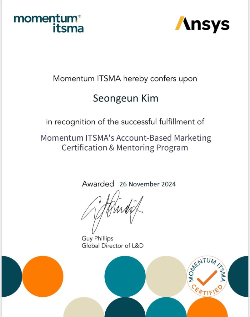 SeongEun Kim on LinkedIn: Just got my Momentum ITSMA ABM Certification SeongEun Kim on LinkedIn: Just got my Momentum ITSMA ABM Certification